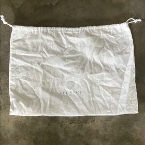 Authentic Versace White Drawstring Dust Bag with Gray Logo